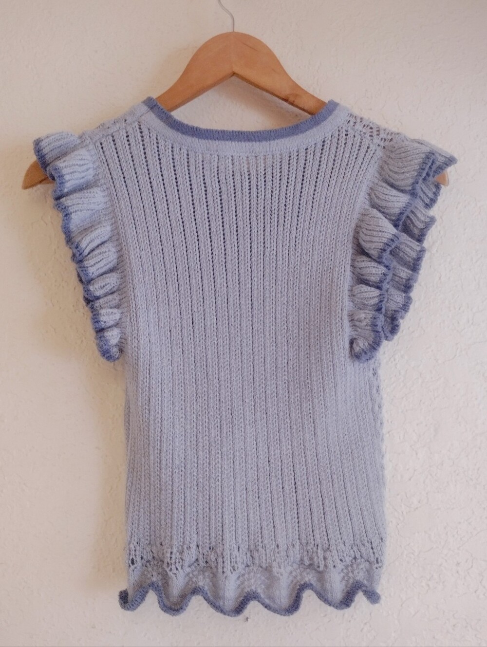 Hem & Thread Light Blue Knit Ruffle Sleeve Tank - Picture 6 of 6